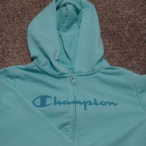 Champion Girls Hoodie Size 5 Blue Full Zip Long Sleeve Logo Toddler Jacket